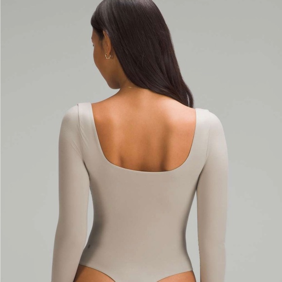 Lululemon Athletica Wundermost Square-Neck Long Sleeve Bodysuit NWT Mojave Tan - Picture 4 of 8